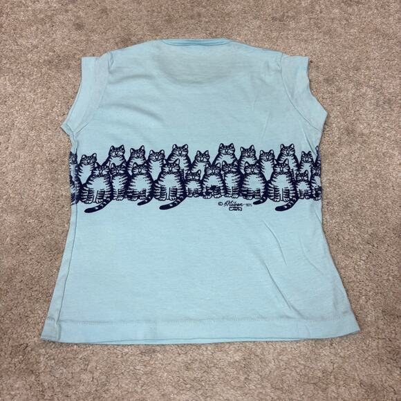 Vintage 70s Crazy Shirts Hawaii B Kliban Cats Cap Sleeve Shirt Women's M RARE - Picture 4 of 11